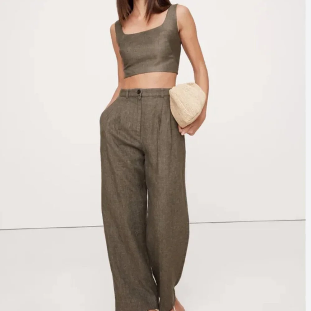 Banana Republic Soho High-Rise Wide-Leg Linen Pant Size 10P - Picture 1 of 10